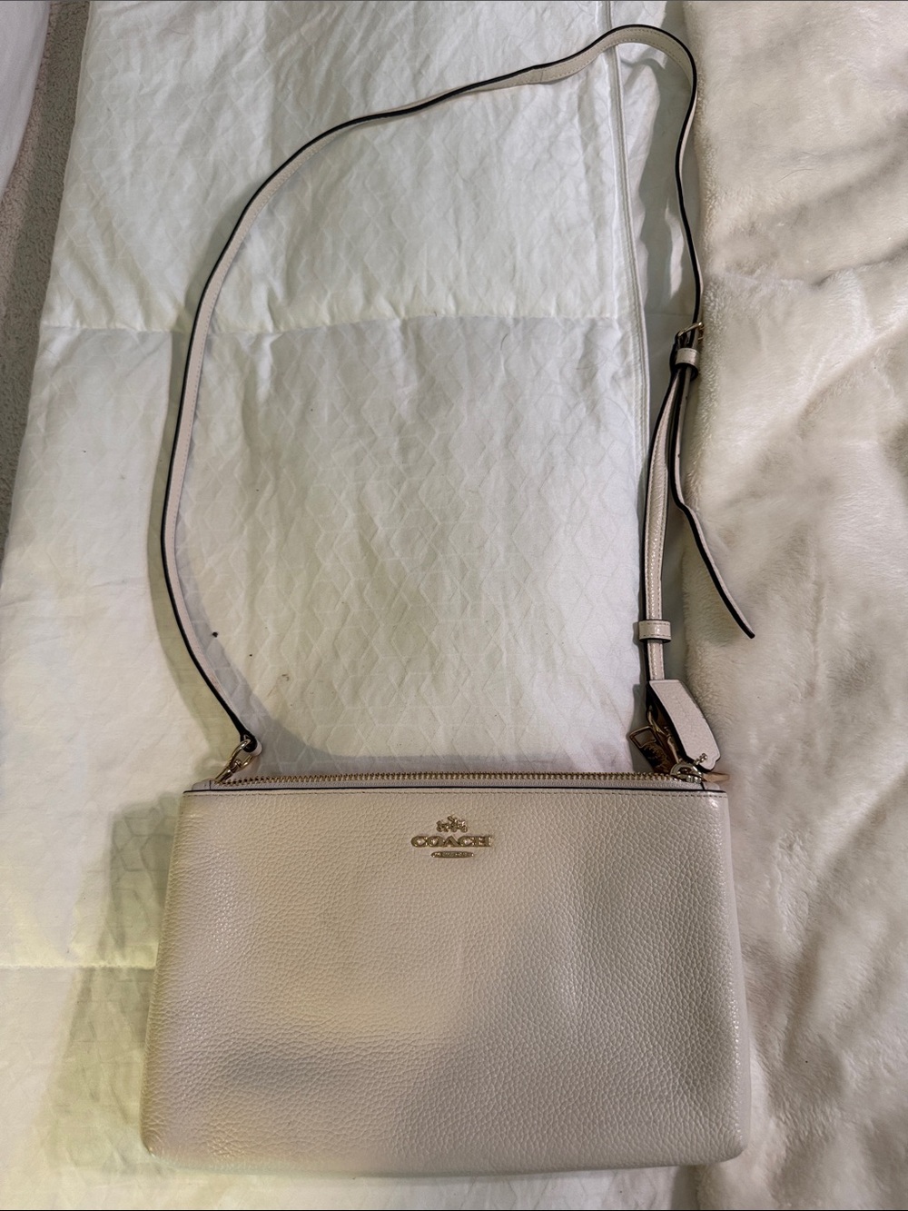 Coach Pebbled Leather Crossbody in Light Pink and Gold Hardware
